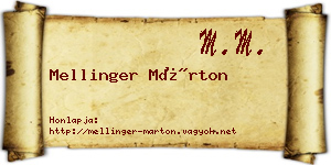 Mellinger Márton névjegykártya